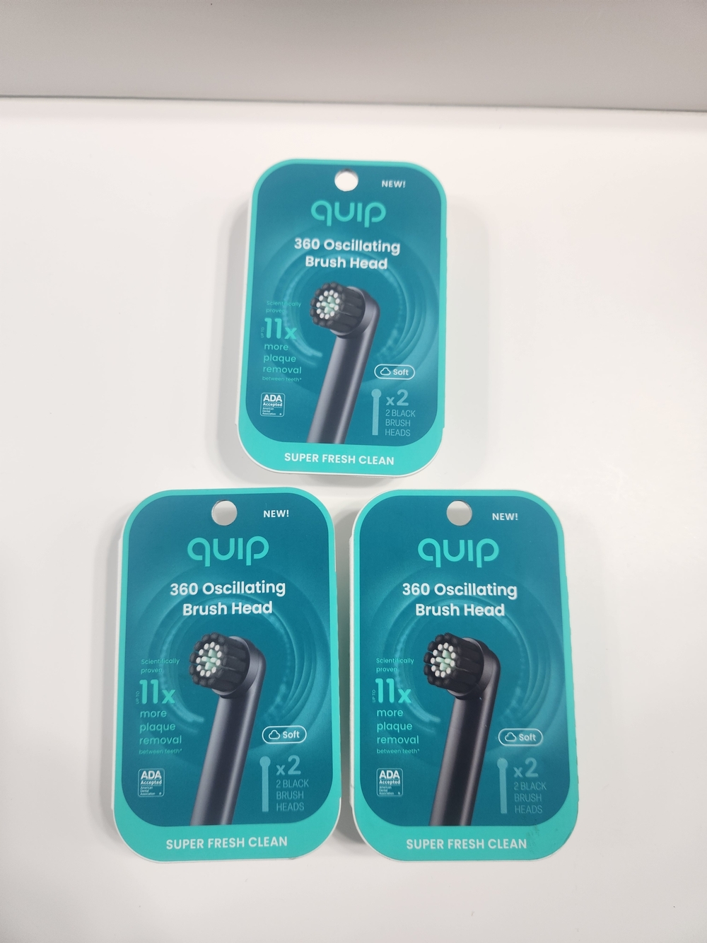 3X ( 2 Pack) Quip Black 360 Oscillating Brush Head Replacement